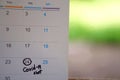 Covid-19 vaccine shot reminder on calendar.