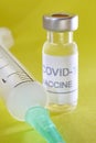 Covid-19 vaccine vial. Coronavirus pandemic infection. Global vaccination Royalty Free Stock Photo