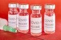 Covid-19 vaccine vials. Coronavirus pandemic infection. Prevention vaccination Royalty Free Stock Photo