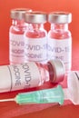 Covid-19 vaccine vials. Coronavirus pandemic infection. Prevention vaccination Royalty Free Stock Photo