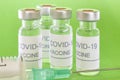 Covid-19 vaccine vials. Coronavirus pandemic infection. Prevention vaccination Royalty Free Stock Photo