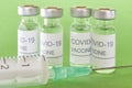 Covid-19 vaccine vials. Coronavirus pandemic infection. Prevention vaccination Royalty Free Stock Photo