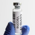 COVID-19 vaccine on white background, vaccine bottle for SARS-CoV-2 coronavirus cure Royalty Free Stock Photo