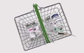 Covid Vaccines and Syringes in Shop Basket