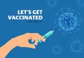 Covid-19 Vacctination Poster. Vector illustration. Let`s get vaccinated.