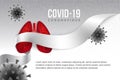 Covid 19 vector poster with virus, lungs and ribbon