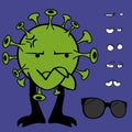 Grumpy Covid19 virus cartoon expressions collection set