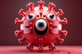Covid-19 virus with eyes and mouth, 3d illustration Ai generative