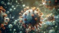 COVID19 virus floating on midair and dust particle . Created by generative AI