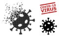 Damaged Dotted Covid Virus Icon and Textured Covid-19 Virus Seal