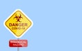 Covid-19. Virus outbreak. Illustration with the Biohazard Symbol. Hazardous. Alert signal, danger.