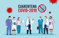 CoVID-19 Virus outbreak spread. Novel coronavirus 2019-nCoV Conceptual vector illustration. Quarantine in Spain and Royalty Free Stock Photo