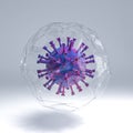 Covid 19 virus pandemic coronavirus enclosed in a transparent bubble