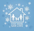 Stay home save lives paper cut style vector illustrations