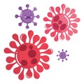 Covid 19 virus purple and red cartoons vector design Royalty Free Stock Photo