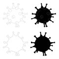COVID-19. Virus sars, virion. Coronavirus monochrome icon set. Symbol art design elements stock vector illustration