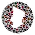 Covid Virus Stencils Circle Chad Map Mosaic Royalty Free Stock Photo