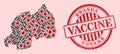 Covid Virus Vaccine Mosaic Rwanda Map and Rubber Vaccine Stamp