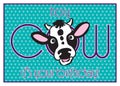 Funny holy Cow birthday card with fun teal and purple colors Royalty Free Stock Photo