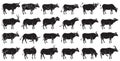 Cow of animal vector black set icon.Isolated black icon farm animal of cow.Vector illustration cattle for farm on white