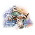 Cow Audumbla and frosty Giant Ymir Royalty Free Stock Photo