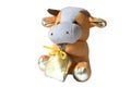 Cow bag soft toy isolated on white Royalty Free Stock Photo