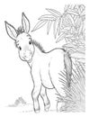 The donkey in the garden coloring page Royalty Free Stock Photo