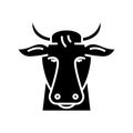 Cow black icon, concept illustration, vector flat symbol, glyph sign. Royalty Free Stock Photo