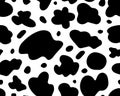 Cow black and white seamless pattern. Dalmatian print. Animalistic abstract pattern. Vector background.