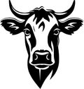 Cow - black and white vector illustration