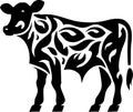 Cow - black and white vector illustration