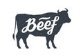 Cow, bull, beef. Vintage lettering, retro print, poster