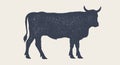 Cow, bull, beef. Vintage retro print Royalty Free Stock Photo