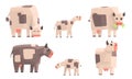 Cow, Bull and Calf Set, Geometric Farm Animals, Livestock Vector Illustration Royalty Free Stock Photo