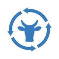 Cow, bull, change, recycle, refresh, rotate blue color icon