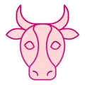 Cow, bull head flat icon. Farm animal face silhouette, looking at you. Animals vector design concept, gradient style Royalty Free Stock Photo