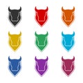 Cow or bull head with horns icon isolated on white background color set Royalty Free Stock Photo