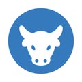 Cow, bull head icon. Blue color design Royalty Free Stock Photo