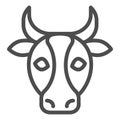 Cow, bull head line icon. Farm animal face silhouette, looking at you. Animals vector design concept, outline style Royalty Free Stock Photo