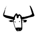 Cow, bull, ox hand drawn vector illustration. Ox, bull, cow on white background. Lunar horoscope sign ox, bull, cow. Chinese Happy Royalty Free Stock Photo