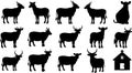 Cow and Bull Silhouette Collection Vector Set Royalty Free Stock Photo