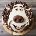Cow Cake With Big Mr Face And Antlers - Comic Cartoon Style