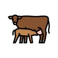 cow with calf color icon vector illustration