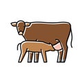 cow with calf color icon vector illustration