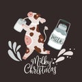 Christmas cute cartoon cow vector