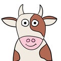 Cartoon doodle linear portrait of a cow isolated on white background. Royalty Free Stock Photo