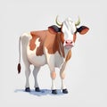 Cow in cartoon style. Cute Little Cartoon Cow isolated on white background. Watercolor drawing, hand-drawn in watercolor. For Royalty Free Stock Photo