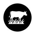 Cow, cattle field icon. Black vector graphics Royalty Free Stock Photo