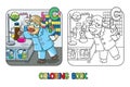 Cow chemist ABC coloring book. Alphabet C