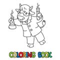 Cow chemist ABC coloring book. Alphabet C